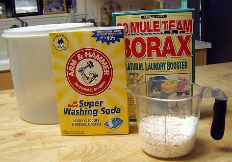 ingredients for laundry soap on a table